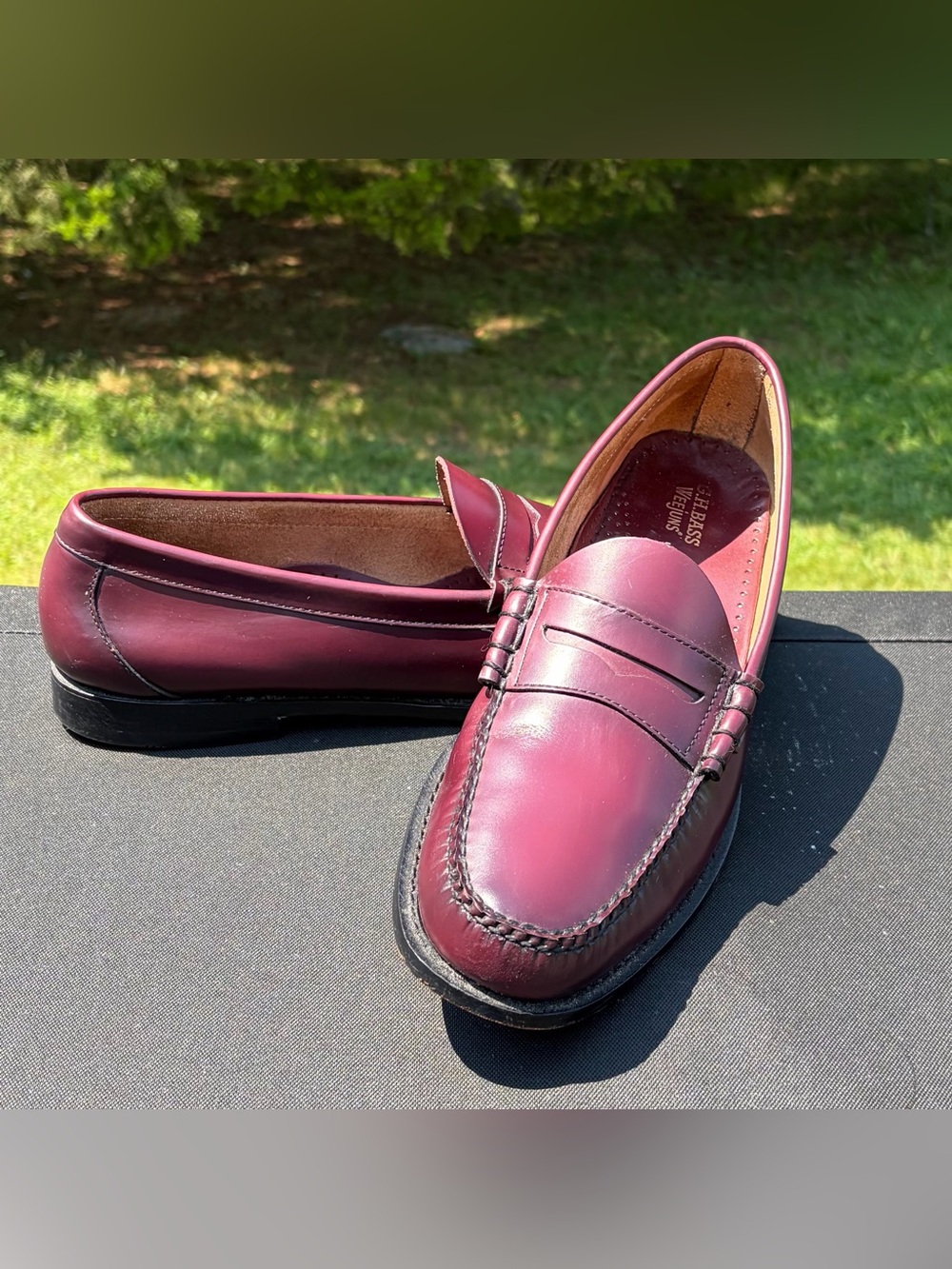 GH Bass Weejuns Larson Penny Loafers Burgundy Leather Men's US 14 Beefroll